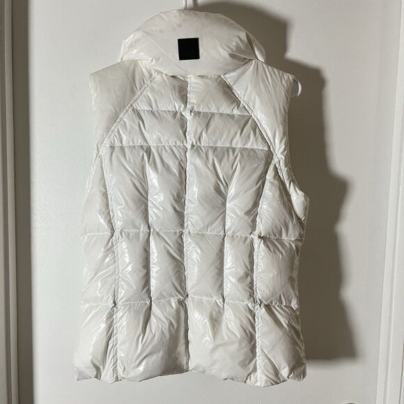 SAM NEW YORK Freedom White Glossy Down Puffer Vest Down Filled Sz L Flaws - Picture 2 of 11